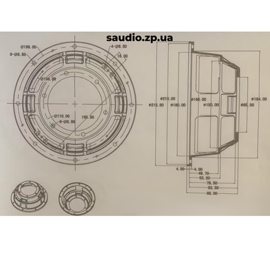 Aluminum Speaker Frame-Basket TI 8"